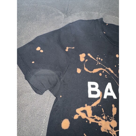 Distressed BALMAIN black white B logo gold military buttons tshirt FR34 XXS - Picture 4 of 16